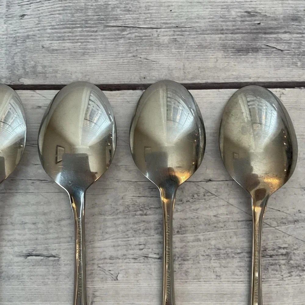 Oneidacraft Deluxe Stainless Flatware CHATEAU Oval Place Spoons Set Of 6